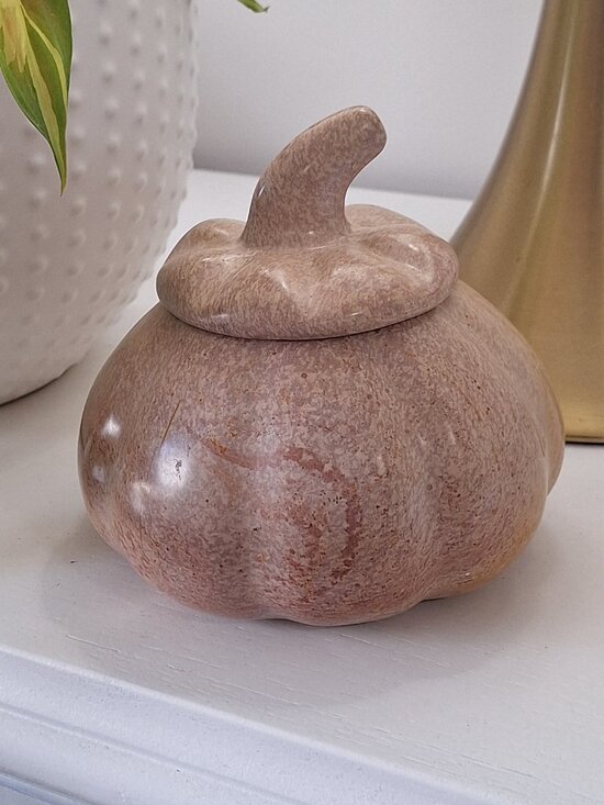 Vintage Soapstone Pumpkin Jar stone marble - Picture 1 of 2